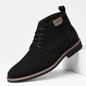 YANXIANSHOES Men’s Soft, Closed Lace-Up Derby Ankle Work Footwear - Comfortable Walking Shoes for Office Use Formal Boots Solid Color Boots