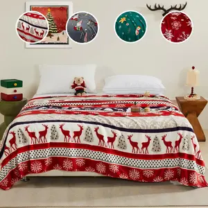 Luxurious Super Soft Christmas Print Flannel Blanket, Holiday Home Decor, Warm Winter Bedding, Cozy Bedroom Accessory, Perfect Gift