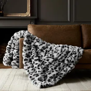 Leopard Print Bubble Throw Blanket, Luxury Faux    Plush Throw for Couch, Sofa and Bed, Soft Fluffy Fuzzy Cozy Blanket for Women, 50x60 inches, Grey, 950 GSM