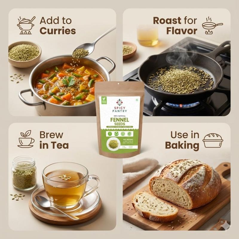 Spicy Pantry Fennel Seeds (Hinojo) – Whole Fennel Seeds for Cooking, Tea & Spice Blends