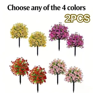 2-piece set (4 colors, any choice) Home decoration artificial flower, with ground plug, Versatile decoration, suitable for indoor and outdoor home, hotel, wedding decoration all year round, no container included