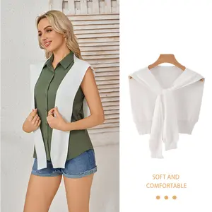 Fashionable decorative white knitted shawl Sleeved scarf-style knit wrap (unisex) Shawl-style wrap knit shawl sweater Over-the-shoulder knit shawl
