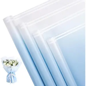 20 Sheet Flower Wrapping Paper - Waterproof Floral Bouquet Wrapping Paper, Florist Supplies Packaging Paper for Wedding Birthday Gift DIY (Gradient Blue)