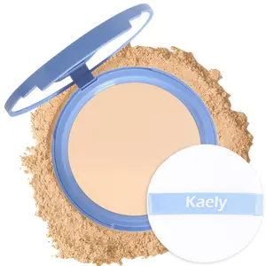 Kaely Oil Control Face Pressed Powder,Perfection Matte Compact Powder,Long Lasting Waterproof Finishing Powder Makeup,polvo compacto de maquillaje,Lightweight,Vegan