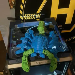 Flexible Cyborg Scorpion - Blue and Green Design on Display Platform