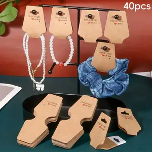 Jewelry Display Card without Rack, 40pcs Durable Self-adhesive Jewelry Packaging Card, Bracelet Necklace Display Holder Card for Small Businesses, Bulk Availability