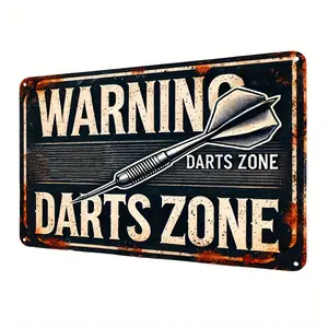 Vintage Metal Dart Zone Sign Retro Wall Decor Plaque 12x8 Inch Caution Warning Sign for Dartboard Area Perfect for Home Bar Cafe Garage Man Cave Game Room Durable Metal Art Wall Mounted Decor