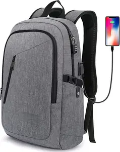Laptop Backpack for Travel, Anti- Laptop Backpack for Men Business Backpack Work Daypack with USB  Port & Lock, Water Resistant Travel Computer Bag Daypack, Grey