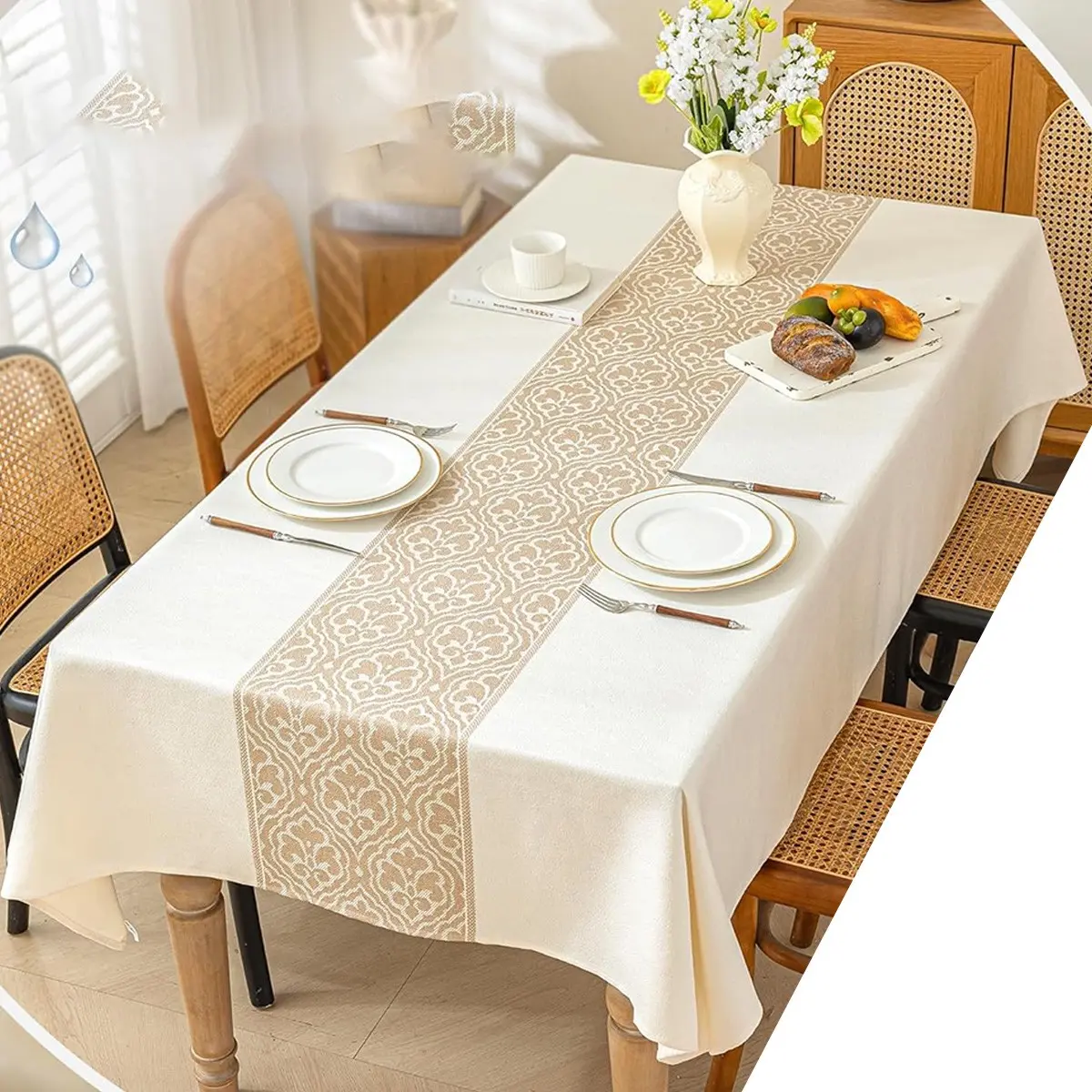 2D Flat Party Tablecloth 1pc, Nordic Minimalist Rectangular Tablecloth, Elegant Draping, Modern Elegant Decoration, Ideal for Restaurant, Kitchen, Parties, Home Decor, Party Decor Supplies, Rectangle Table Cover
