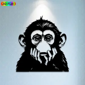1pc Monkey Metal Wall Art, Thoughtful Monkey Statue Mural, Ideal Gift for New Year, Easter, Animal Decor Enthusiasts, Rust-Resistant Metal Wall Decor Wall Sculptures, Perfect for Indoor Wall & Outdoor Fence Animal Enthusiasts