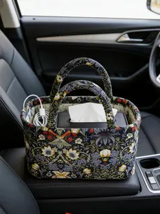 Floral Print Storage Basket, Foldable Fabric Organizer, Portable Underwear and Miscellaneous Holder, Home Organization for Kitchen Bathroom Bedroom Office, Carrying Caddy