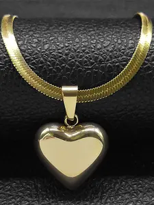 Stainless Steel Heart Shaped Pendant Necklace, Heart Style Choker, Fashion Jewelry for Party, Daily Clothing Decor, Daily Wear Necklace, Trendy All-match & Exquisite Jewelry for Birthday Gift