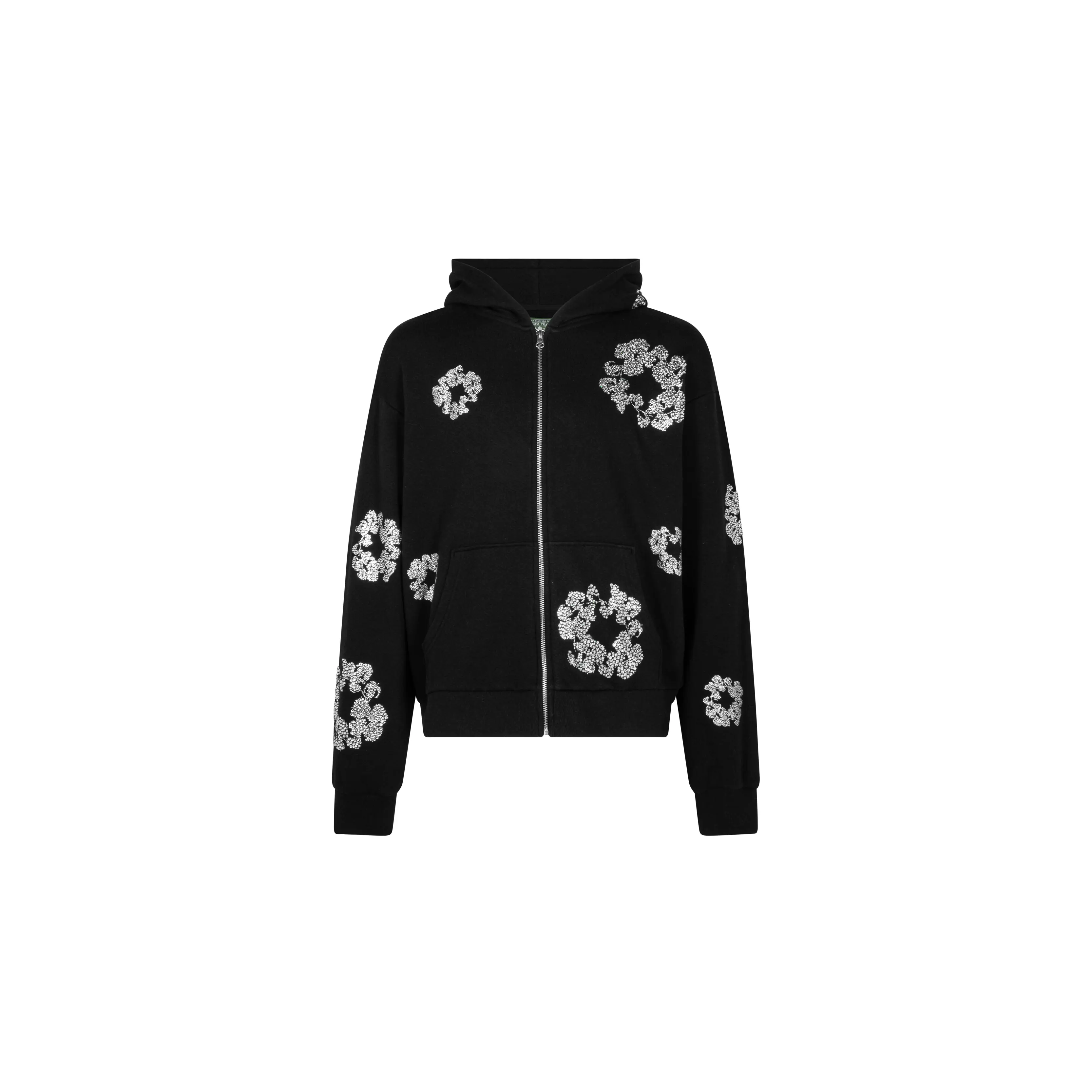 Cashmere Swarovski Cotton Wreath Zip Hoodie "Black" DT075