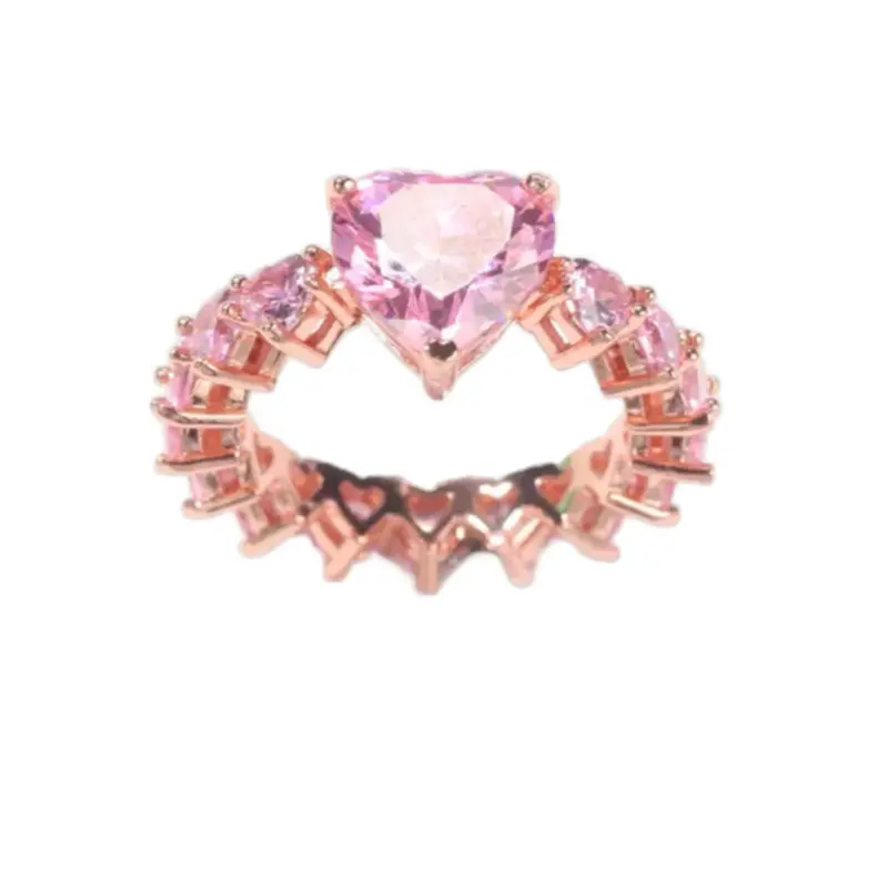 Azalea Pink Heart Diamond Ring - Elegant Pink Heart Design with Diamond Accents