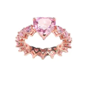 Azalea Pink Heart Diamond Ring - Elegant Pink Heart Design with Diamond Accents