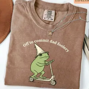 Comfort Colors Dad Frog Off to Commit Dad Foolery, Father's Day Men's Graphic T-shirt, Casual Daily Wear, Relaxed Fit Gift, Soft Garment-Dyed Cotton Tee, Made In The USA