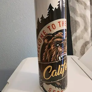 30 oz Tumbler Custom California Republic Bear with Skateboard