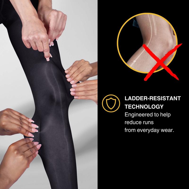 LECHERY Lustrous Shiny Sheer Pantyhose – High-Shine Ultra-Sheer 20 Denier Nylon Blend, Seamless High-Waist Laser-Cut Design, Ladder-Resistant Knit