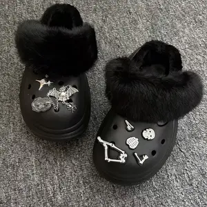 Halloween  Winter Warm Fur Snow Shoes for Women New Fashion Platform Winter Clogds Furry Slipeprs Shoes