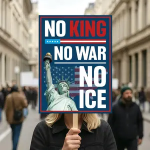 Aboliiish ICE No One Is Illegal Protest Sign, No Kings In America, Anti-Trp Resistance Political Protest Poster, Resist Fascism Rally Sign