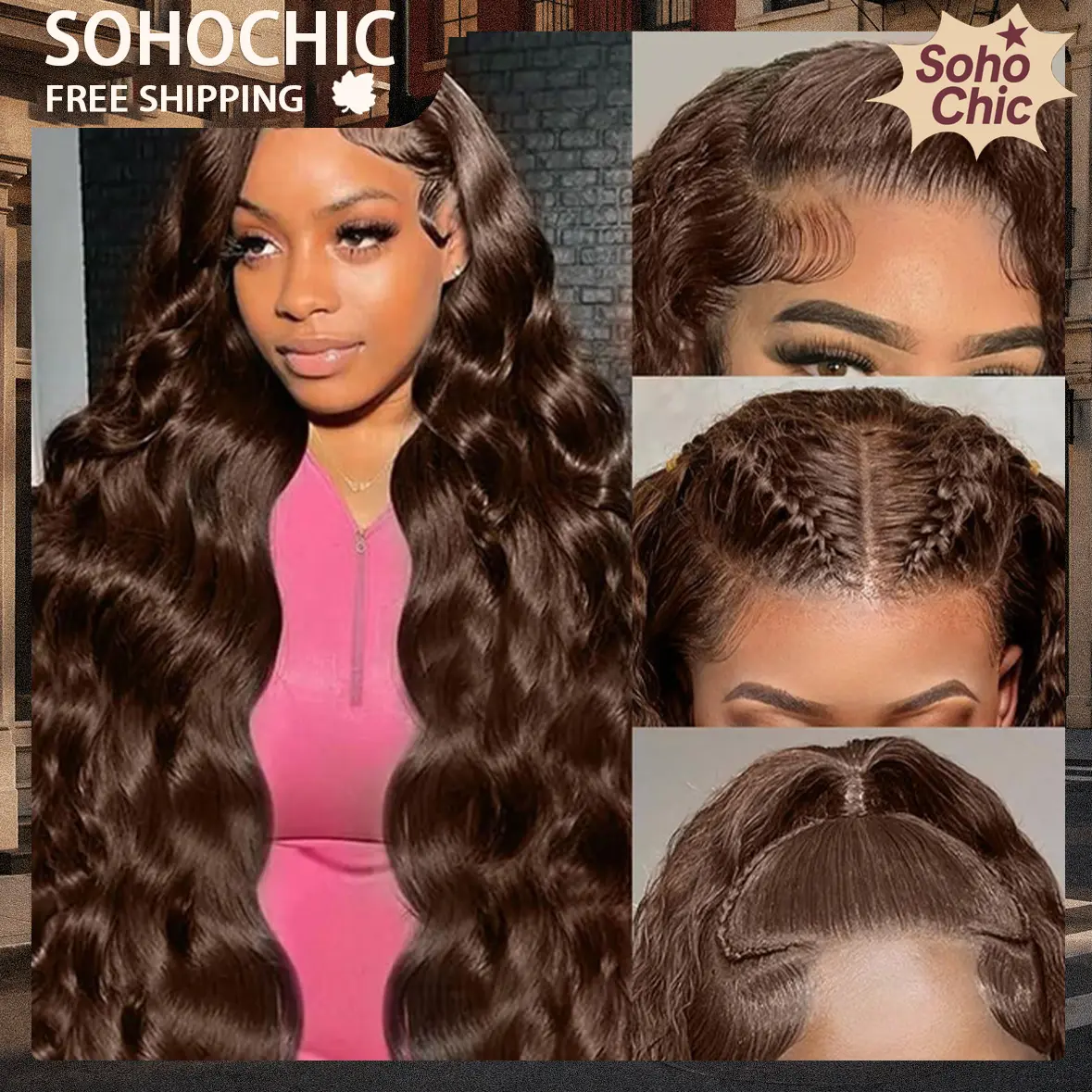 Mamushow #4 Chocolate Brown and #1 Jet Black 13x6 Body Wave Full Lace Frontal Human Hair Wigs #TikTokShopBackToSchool#SohoChic