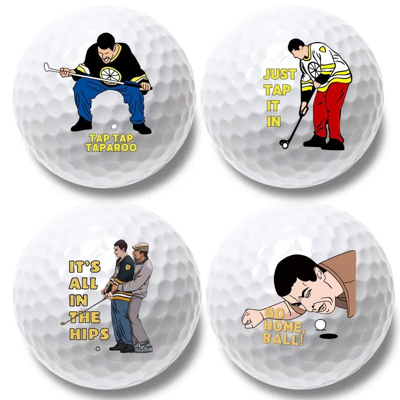 4 Counts Funny Golf Balls Gift Set, Novelty Golfer Present for Men Dad, Golfing Fan, Happy Gilmore Design Golf Balls Christmas Gift for Golf Lovers