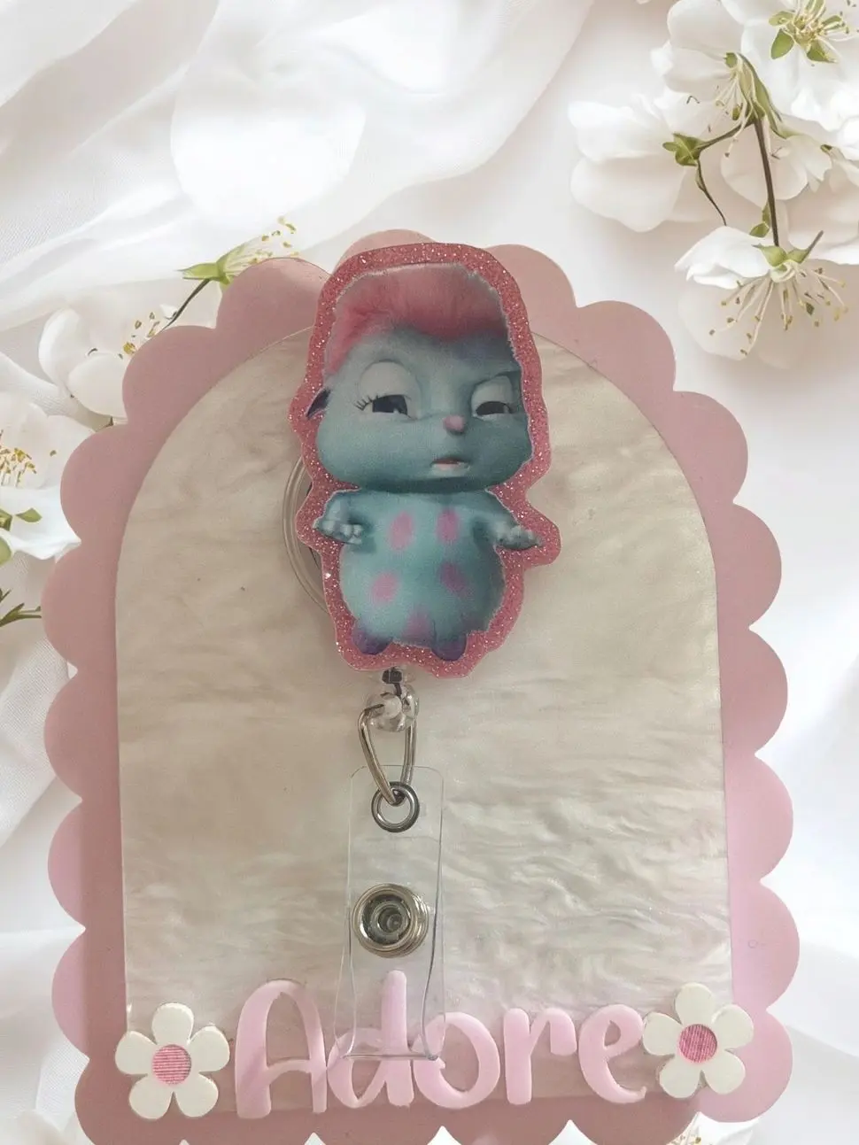 Cute Character Nurse Badge Reel Retractable ID Holder for Nurses Teachers Office Staff