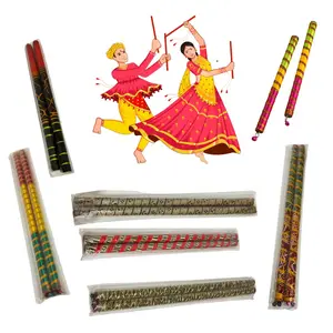 Dandiya Sticks for Navratri - Garba Dance - Designer & Multicolor (1 Pair) 2 Pc