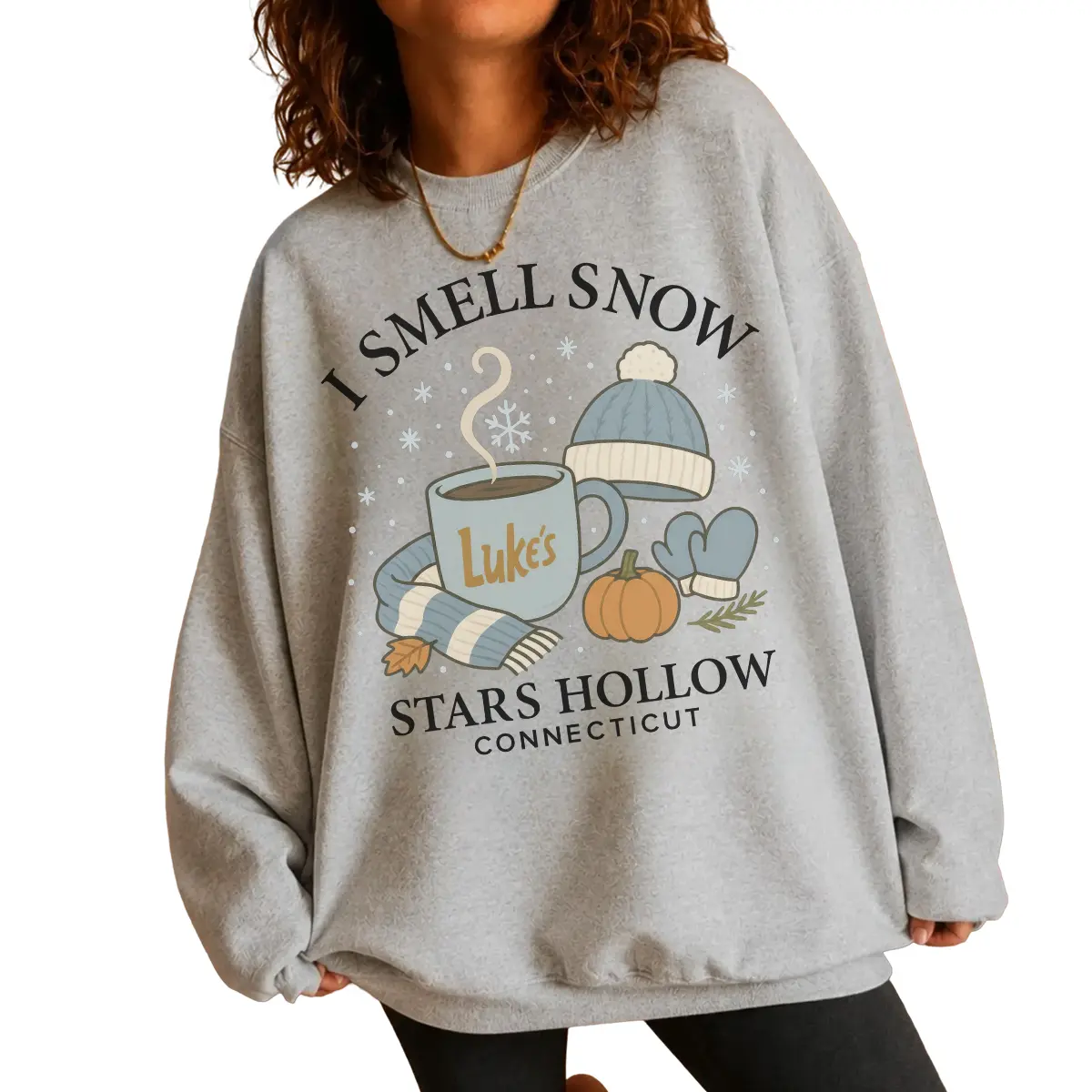 Luke’s Coffee Sweatshirt, I Smell Snow Star Hollow Inspired Sweater, Cozy Fall Winter Coffee Shirt, Gift for TV Show Fans