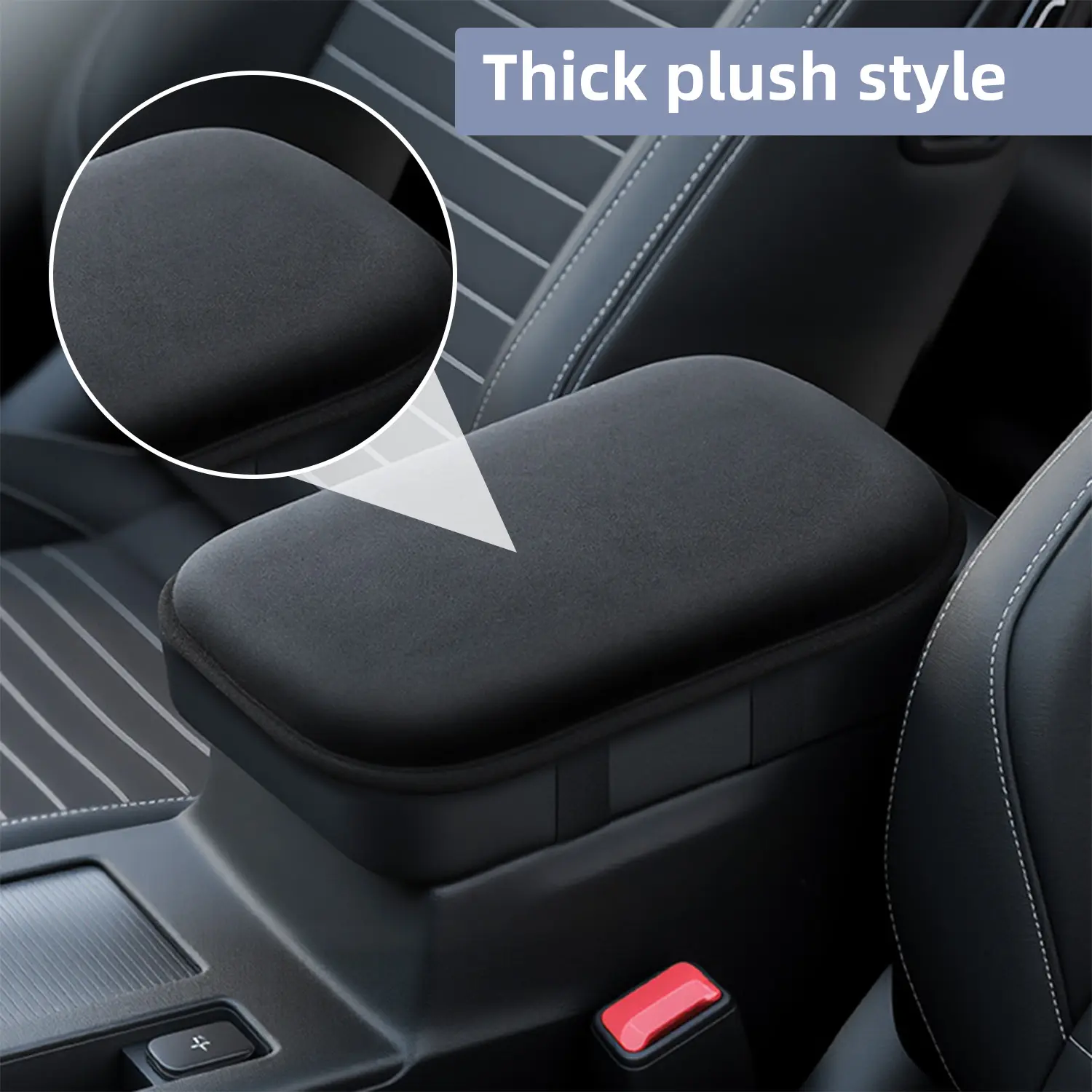 Car Armrest Box Cushion (Thick Plush & Breathable Ice-Cool Styles) – Height-Enhancing Soft Support Pad for Rear-Open Armrests, Universal Car Comfort Accessory