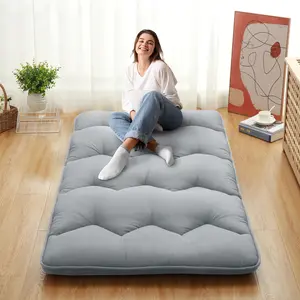【GARVEE】- Japanese futon mattress, full size, foldable, Japanese style, rollable, tatami mat, mattress, mattress, light gray color