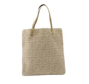 Pre-owned FENDI Wool Tote Bags Biege Beige Tote Perfect For Daily Use