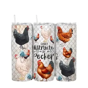 Chicken 20oz Tumbler with Sliding Lid and Straw for On-the-Go Drinkware