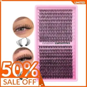 FANXITON Lash Clusters Wispy 30D+40D Lashes Clusters 400pcs Eyelash Clusters D Curl Natural Cluster Eyelash Extensions 9-16mm Mix Individual Lashes for Beginners