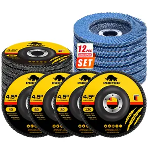 Flap Discs 4 1/2 for Angle Grinder, 12 Pcs Flap Discs 40/60/80/120 Grit, 4.5" x 7/8" High Density Zirconia Type 27 Flap Sanding Disc for Grinding, Rust Removal, Sanding and Finishing -12 Packs