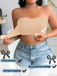 Plus-size women's bra with strong lift and support, strapless, Seamless, Chic, Elegant design, invisible straps, comfortable fit. Suitable for everyday wear, parties, and formal occasions. Ideal for plus-size women year-round Underwear.