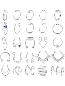 25 fake nose rings for women and men, magnetic diaphragm nose ring, clip for evil eye, nose rings, nose rings, piercing set