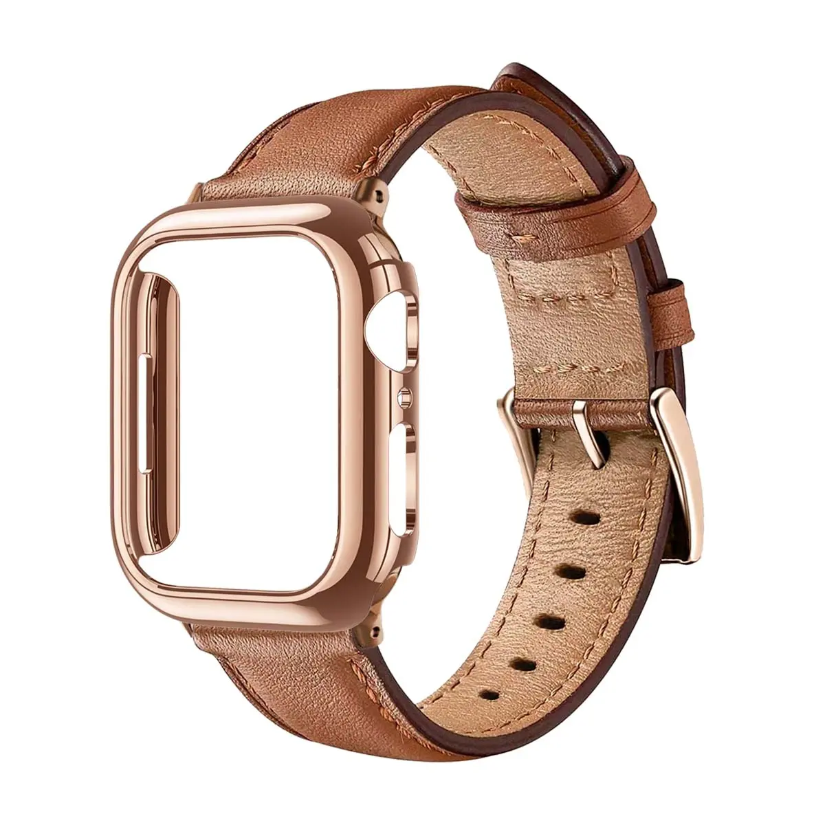 Apple Watch Band Set, Ultra-Thin Soft Adjustable Strap, Electroplated Anti-Drop Protective Case, Fashion Women Synthetic Leather, Wearable (no Smartwatch), Watch Straps, Wearable Tech Accessories