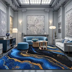 Marble Pattern Floor Mat, 1 Count Non-slip Washable Floor Carpet, Decorative Area Rug for Home Living Room Bedroom Hotel Dormitory