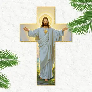 Vintage Wooden Jesus Christ Cross Wall Art, Religious Symbol Wall Decor for Home Church, Wall Decor for Home Living Room Bedroom, Ornaments, Religious Decoration, Wooden Cross Decorations