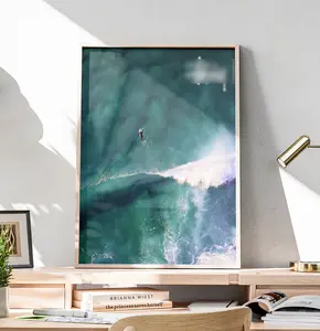 Moody Ocean Wave Art | Dark Green Surf Aesthetic Poster. ️