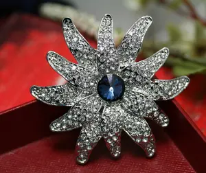 Trendy Crystal Sun Shape Brooch Pin For Women Sun Shape Statement Rhinestone Brooch, Bridal Brooch,