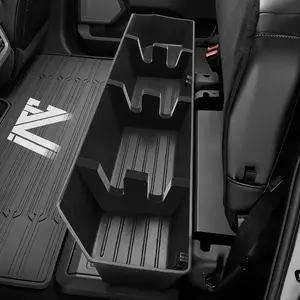 Rear  Underseat Storage Box, Fit 2017-2026  F-250 F-350 Super Duty and 2015-2026  F-150 SuperCrew Crew Cab Heavy Duty Rear Under  Seat Box Organizer, Anti Slip