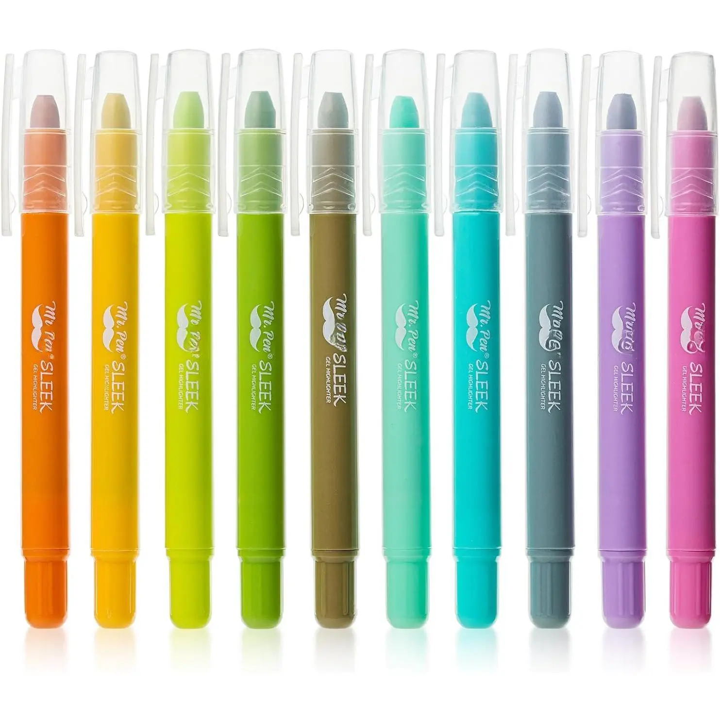 10-Pack Assorted Earthy Pastel Gel Highlighters - Assorted Colors, Fade Resistant, Firm Grip, No-Bleed, Smooth Apply, Twist-Up, Study-Friendly for Bibles Textbooks, With Manufacturer Warranty