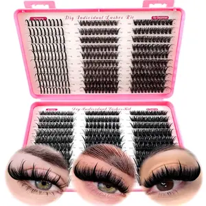 Spikes4050+6080100dmix Large Capacity Eyelash Book Individual Volume False Eyelashes Cluster Volume Lash Clusters Artificial Mink False Lashes 580pcs Dense Fluffy Wispy Lashes 0.07mm D Curl Mix Lengths