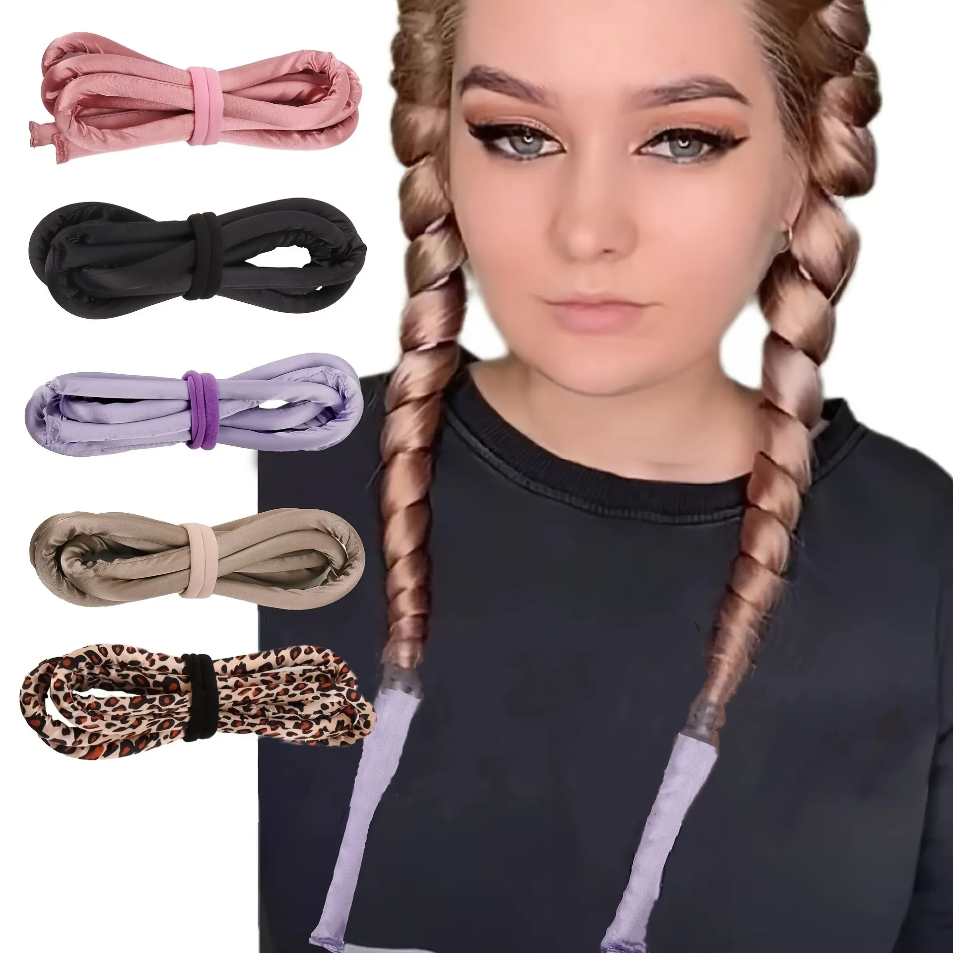 1.6m Long Lazy Curling Iron, Manual Hair Roller, No Heat Wave Maker, Sleepable Hair Roll Tool Set, Easy DIY Hairstyle, Heatless Hair Curlers