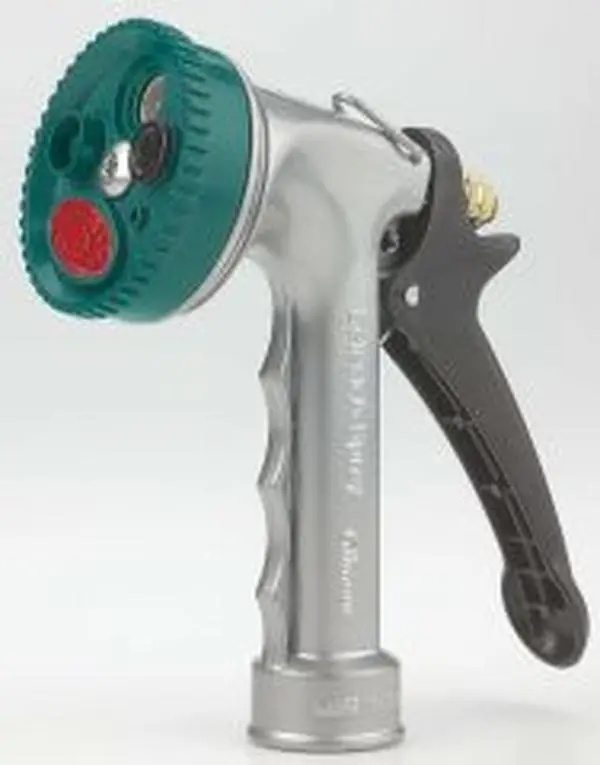 Gilmour Heavy-Duty Metal Select-A-Spray Nozzle - 584, 2.5 x 5 x 6.9 Dimensions, 5-Position Dial, Die Cast Zinc Body, Full Flow, Gentle Shower, Jet, Flood & Mist Settings