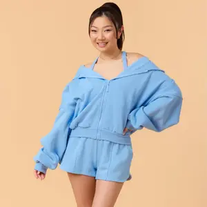 Blogilates Women's Mommy & Me Marshmallow Hooded Sweatshirt - Medium Blue M