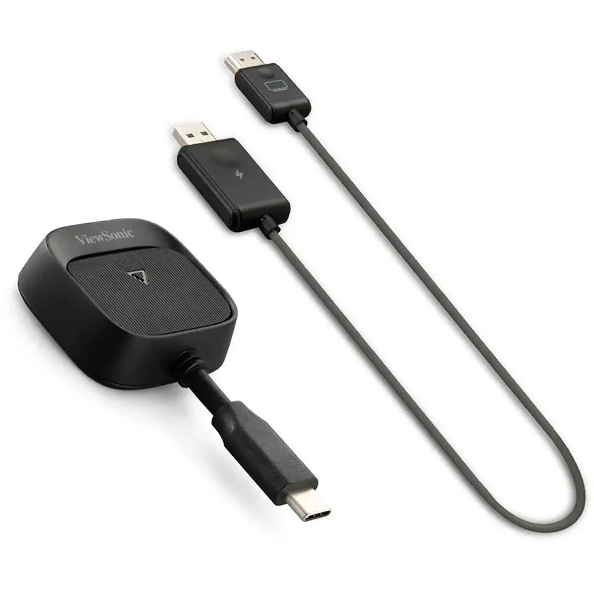 ViewSonic ViewShare WPD-900E Wireless Presentation System, RX with 802.11n (1T1R) + USB 2.0; TX with USB-C and up to 60W PD power input. Black