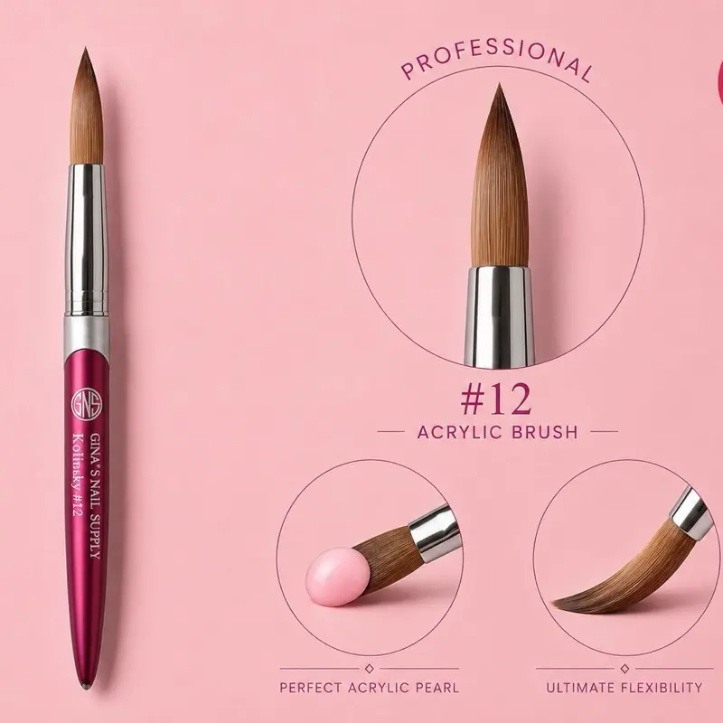 GNS Acrylic Brush #12 - 100% Kolinsky for Perfect Nails